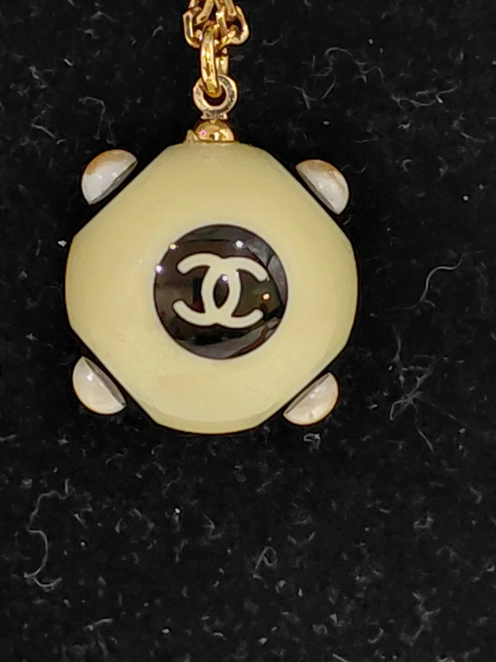 Vtg Chanel 2002 Resin CC Ball Pendant Necklace 